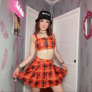Orange Plaid Punk Rock Matching Set